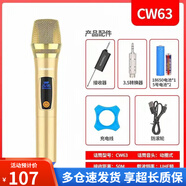 長虹無線麥萬能通用舞臺主持演出ktvk歌麥克風(fēng)u段戶外廣場舞話筒 金色（電池款）不能充電+單支裝