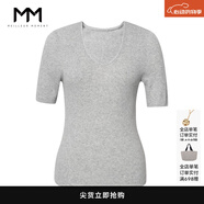 麥檬萬(wàn)件爆款MM口碑原創(chuàng)桑蠶絲涼感針織上衣短袖春夏淡人穿搭 UV領(lǐng)-短袖-淺灰5G5931932 L （115-130斤）
