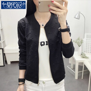 莫代爾短款休閑棒球服女春秋季2025新款修身立領(lǐng)棒球衫百搭長(cháng)袖夾克外套 黑色 L