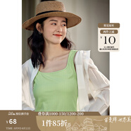 茵曼（INMAN）多色無(wú)袖顯瘦吊帶背心T恤女裝2025夏季新款簡(jiǎn)約休閑百搭圓領(lǐng)上衣 草綠色 XL