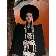 雅格羅伊云南彝族服裝女成人新款服飾少數民族棉麻刺繡傳統四川涼山旅拍寫(xiě) 全黑高帽