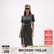 ONLY夏季時尚休閑長款開叉收腰顯瘦連衣裙女|124261004 S03 深花灰色 XL