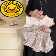 G.duck女小童裙褲套裝夏款2025新款寶寶洋氣夏裝棉布女童時髦兩件套夏季 提花褲裙套裝 不可開檔 80 cm