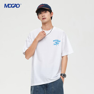 摩高男裝MOGAO夏季純棉基礎款百搭圓領(lǐng)短袖T恤上衣打底衫A2 本白55 L
