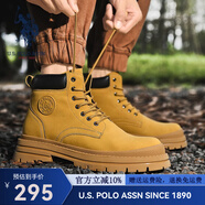 美國馬球協(xié)會（U.S.POLO ASSN.）休閑男鞋2025新款春季馬丁靴戶外登山鞋男休閑厚底英倫靴子大黃靴 大地色 42 (260mm) -