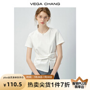 VEGA CHANG連衣裙女2025新款夏新款極簡風(fēng)不規(guī)則裙擺收腰顯瘦小個子連衣短裙 純凈白（T恤） L