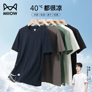 貓人（MiiOW）新疆長(cháng)絨棉短袖T恤男女夏季潮流涼感速干寬松透氣運動(dòng)打底衣服男