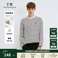 Teenie Weenie Men小熊男裝簡約風(fēng)條紋長袖T恤秋冬休閑潮流打底衫 藏青色 XL 180
