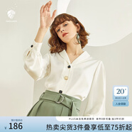 范思藍(lán)恩春秋新款雪紡白襯衫女設(shè)計感小眾復(fù)古港味職業(yè)裝襯衣女 白色 S