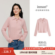 茵曼（INMAN）毛衣女POLO領(lǐng)2025春季套頭針織衫女裝新款通勤長袖毛衣上衣 桃粉色 L