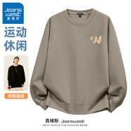 真維斯（Jeanswest） 衛(wèi)衣男春秋季重磅青少年無帽寬松港風復古大碼男女生圓領外套潮 米咖色#MZSW金 XL 【2025新色，拒絕撞衫】