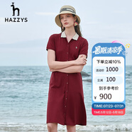 哈吉斯（HAZZYS）女裝翻領(lǐng)單排扣文藝感時(shí)尚連衣裙AQWSE03BF01