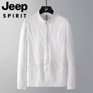 JEEP SPIRIT休閑夾克男士夏季白色新中式國風(fēng)立領(lǐng)冰絲西服外套大碼防曬衣 BF602白色 M