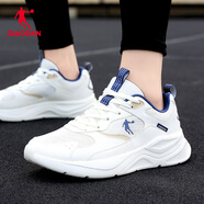 喬丹跑步鞋男鞋2025夏秋季新款休閑鞋老爹鞋皮面透氣跑鞋運動(dòng)鞋子男士 432R象牙白/海霧藍 40