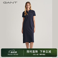GANT/甘特新款女裝翻領(lǐng)長(zhǎng)裙裙子純色休閑寬松百搭POLO裙短袖連衣裙 晚藍(lán)色 S