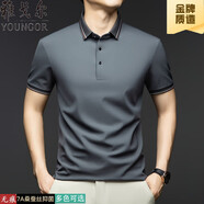 雅戈爾高端無(wú)痕桑蠶絲短袖T恤男士夏季商務(wù)休閑純色免燙POLO衫潮 灰綠-雙條紋領(lǐng) YGR-86101 L 50