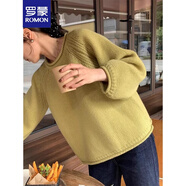 羅蒙（ROMON）法式洋氣黃色針織衫毛衣套頭2025新款女冬季粗棒針寬松慵懶風(fēng)上衣 黃色 均碼 -85-130斤