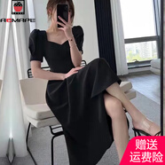 AEMAPE法式黑色連衣裙女后背蝴蝶結(jié)顯瘦赫本風(fēng)裙子2025夏季新款女裝 黑色 M 70-90