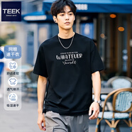 TEEK時(shí)尚印花夏裝短袖t恤男生上衣 2025夏季速干衣服青年潮流休閑體恤 ST1161黑色 S