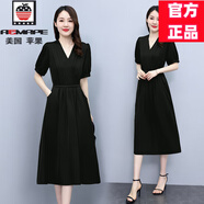 AEMAPE桑蠶絲高端大牌連衣裙女2025夏季新款高雅時(shí)尚風(fēng)精致氣質(zhì)真絲裙子 黑色 XL
