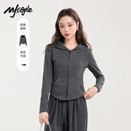 MJ STYLE仿羊絨連帽修身開衫外套女2025秋季新款短款收腰顯瘦氣質(zhì)百搭上衣