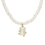 何方珠寶（HEFANG Jewelry）[母親節(jié)禮物]星光方糖珍珠項鏈14K金輕奢百搭飾品女 白色