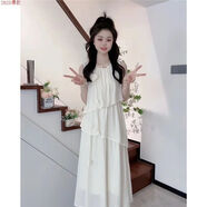以純 YISHION韓系氛圍感穿搭通勤氣質(zhì)連衣裙女2025夏季花朵設(shè)計(jì)感無(wú)袖背心長(zhǎng)裙 米杏色 L