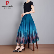 皮爾卡丹（PIERRE CARDIN）夏季網(wǎng)紗裙子紗裙印花2025新款顯瘦半身裙入秋長裙長裙舞蹈 孔雀裙孔雀綠色 80-150斤可穿 均碼 裙長77厘米 建議身高155以