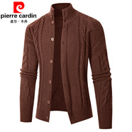 皮爾卡丹（pierre cardin）小眾設(shè)計(jì)2025冬季新款男士麻花開(kāi)衫毛衣外套針織衫歐美風(fēng)毛線(xiàn)衣潮 咖啡色 M