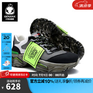 閃電潮牌（GENANX）運(yùn)動鞋厚底秋季新款街頭個(gè)性貼布設(shè)計(jì)休閑鞋男 黑色 39