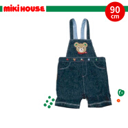 MIKIHOUSE 兒童卡通熊頭背帶褲男童女童洋氣短褲褲子牛仔藍(lán) 90cm
