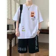 巴拉巴拉青少年男孩薄款棉短袖套裝夏季潮流t恤高中初中學(xué)生大童兩件套新 白色套裝T19(短袖短褲)品質(zhì)保證 170 170 M建議 80cm適合70-80cm