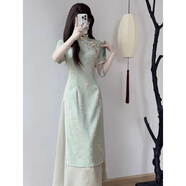 鳳蝶兒新中式連衣裙子女裝2025年夏季新款韓版溫柔風(fēng)國風(fēng)漢元素改良旗袍 9750綠色旗袍（無(wú)飾品） 2XL