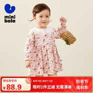 迷你巴拉女童長袖連衣裙寶寶花瓣領(lǐng)甜美純棉2024秋款裙子