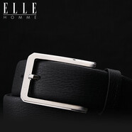 ELLE HOMME男士皮帶 頭層牛皮針扣腰帶不銹鋼扣頭正裝褲帶  生日禮物