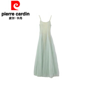 皮爾卡丹設計感小眾法式吊帶連衣裙夏季新款氛圍感修身顯瘦網(wǎng)紗A字長(cháng)裙子 綠色 L