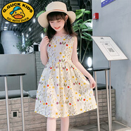 G.DUCKKIDS女童夏裝連衣裙2025新款韓版超洋氣兒童露背公主裙夏季小女孩裙子 碎花棉質(zhì)連衣裙 120