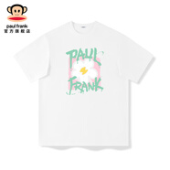 大嘴猴（paul frank）/2025官方新品童趣印花t恤男女小領(lǐng)口正肩短袖X 白色(p撞色花朵)_【純棉】 S 165_