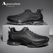 雅格獅丹（Aquascutum）男鞋秋季2025新款牛皮透氣休閑運動(dòng)鞋時(shí)尚潮流戶(hù)外跑步鞋 黑色 42 偏大一碼 -適合運動(dòng)鞋43碼