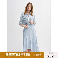 獨束大碼女裝炒色印花襯衫半身裙套裝2025秋裝新款氣質時尚套裝 藍色-上衣 M （尺碼：1）