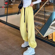 AEMAPE女褲歐洲站2026春秋冬季新款松緊腰加絨字母P刺繡糖果色束腳衛褲 主圖色 L 建議100-120斤