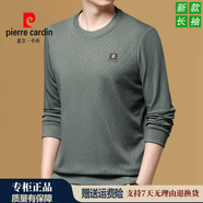皮爾卡丹（pierre cardin）高檔男士春秋季新款長(zhǎng)袖t恤寬松休閑圓領(lǐng)套頭衛(wèi)衣純色打底體恤衫 豆綠【高品質(zhì) 購(gòu)買無(wú)憂】 XL (175) 建議【130-155斤】