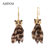 AJIDOU阿吉豆耳環(huán)【線(xiàn)下商城同款】曠野守望系列個(gè)性貓頭鷹造型吊墜耳環(huán)