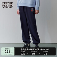 Teenie Weenie小熊女裝簡(jiǎn)約索羅娜休閑褲長(zhǎng)褲衛(wèi)褲運(yùn)動(dòng)風(fēng)褲束腳褲女 藏青色 S (160)