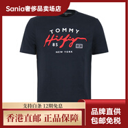 湯米·希爾費格（Tommy Hilfiger）字母logo印花圓領(lǐng)套頭短袖T恤男款 藏藍色 XL