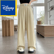 迪士尼（Disney）女童夏季防蚊褲新款2024中大童薄款時(shí)尚洋氣褲子兒童氣質(zhì)闊腿褲潮 卡其色 160