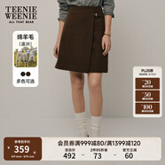 Teenie Weenie小熊女裝冬裝簡約氣質(zhì)時尚毛呢半身短裙A字裙高腰裙 棕色 L (170)