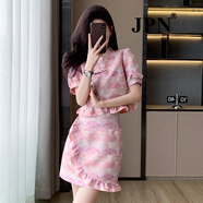 JPN香港潮牌女裝夏季套裝裙2025新款時(shí)尚感穿搭小個(gè)子裙兩件套 粉紅色 S