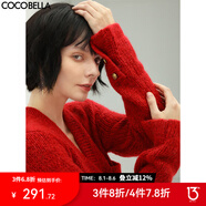 COCOBELLA質(zhì)感花紗細閃銀蔥粗針毛衣軟糯親膚針織外套MZ101-3 紅色 L