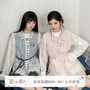 七月夕原創(chuàng) 月中枝 少女感改良漢元素連衣裙新款收腰顯瘦繡花短裙 胸針黑 均碼